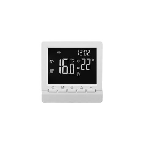 Thermostat d'ambiance pour chaudière filaire avec écran LCD numérique programmable avec modes de planification hebdomadaire et protection anti-gel intégrée