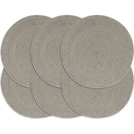 vidaXL Tischsets 6 Stk. Grau 38 cm Rund Baumwolle