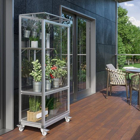 Vitavia Balkongewächshaus "Polis", aluminium eloxiert, 3 mm ESG mit Rollfundament (1/5)