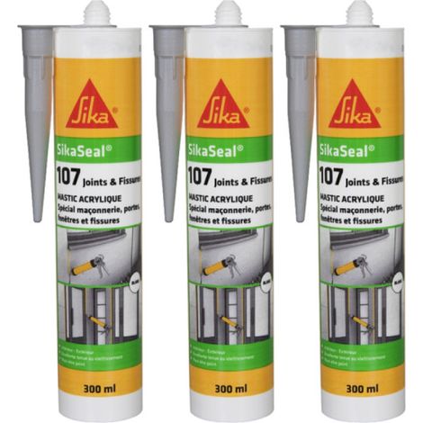 3er-Set Acryl-Dichtstoffe SIKA Sikaseal 107 Fuge und Riss - Grau - 300ml