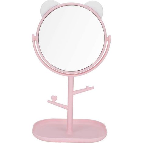 Miroir de maquillage style oreilles de chat avec plateau de rangement, angle réglable et petit support blanc de haute qualité. (1/5)