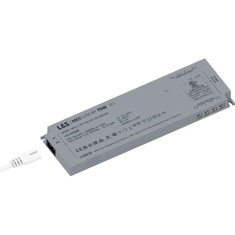 Alimentation LED L&S MEC Lite RP 24 V CC 75 W avec 8 connecteurs LED, protection contre les courts-circuits et les surcharges, modulaire, fiche plate européenne, grise (1/5)