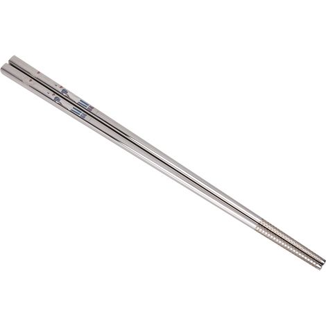 Baguettes En Acier Inoxydable - Motif Gravé - Pour Sushi Et Nouilles - 1 Paire (1/2)
