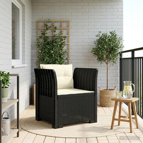 Fauteuil de Jardin 1 Place Aspect Rotin en Polypropylène Anthracite avec Coussin Crème - PANGIVO (1/5)