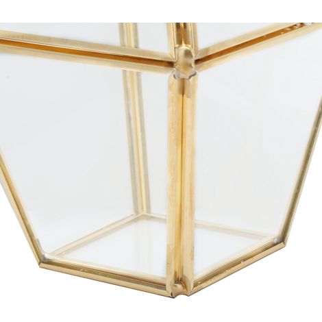 Pot de fleurs/support pour plantes en forme de vase, contenant de rangement en verre géométrique avec bande de cuivre intégrée (1/5)