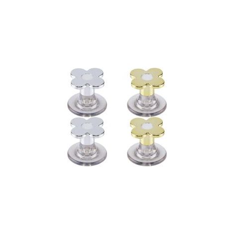 Or etArgent,4 Bouton Poussoir de Toilette en Forme de Fleur en Plastique pour Réservoir d'eau de Toilette Bouton de Chasse d'eau Outil de Levage de Couvercle de Siège de Toilette Aide