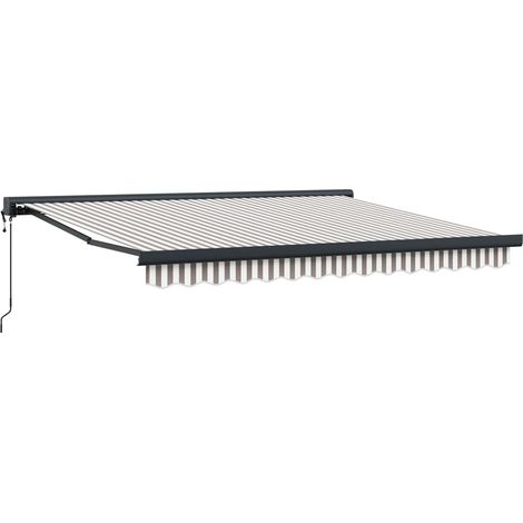 Markise Hellgrau und Weiß 500 x 300 cm Polyester und Aluminium vidaXL