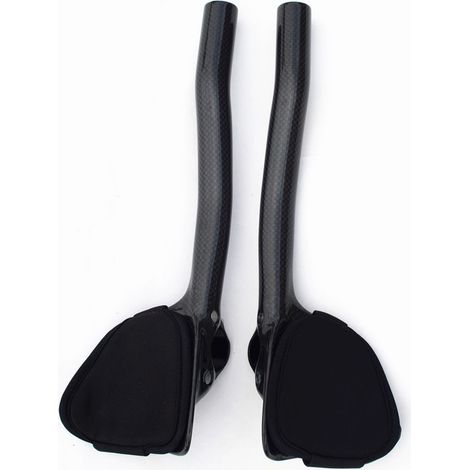 Direct sale of unbranded, full carbon fiber rappel downhill handlebars for road bikes, time trial handlebars with removable foam elbow pads. (1/4)