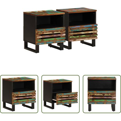 Bois de récupération - Tables de chevet 2 pcs 40x34x46 cm bois massif de récupération (1/5)