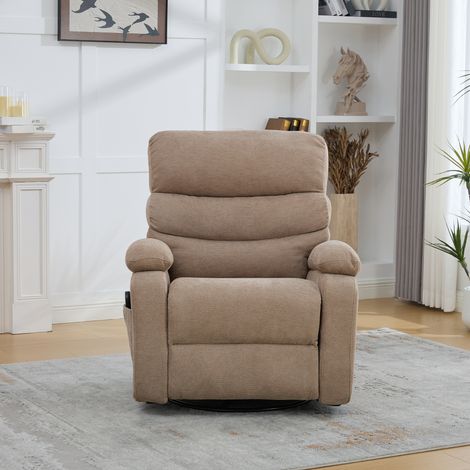 Fauteuil inclinable pivotant 360° avec massage et chauffage électrique. Dossier et repose-pieds réglables librement avec poches (1/5)