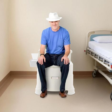 Mobiles Toilettenstuhl für Senioren höhenverstellbar 220lbs (Braun) Tragbare Toilette mit Nachtlicht( Sensing Licht) und Griffen, Sitzhöhe 18.82in Nachtkommode, für Senioren, Behinderungen (1/5)