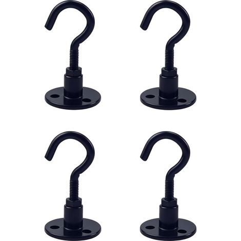 Set di 4 ganci rotondi da soffitto, 6,5 x 3 x 0,6 cm - Adatti per appendere piante, mangiatoie per uccelli, lanterne, lampade, campanelli a vento - Nero (1/5)