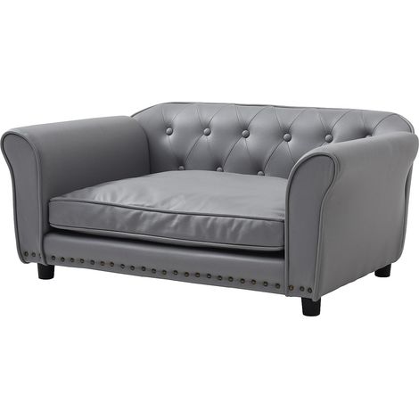 Divanetto per animali in similpelle L.94 x P. 65 x H. 42 cm Grigio  - GALIAMA