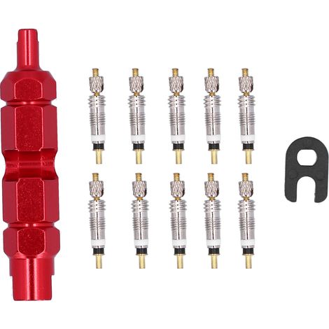 10-teiliges Reparaturset für Mountainbike-Ventile – Auszieher aus französischem Messing (rot) (1/5)
