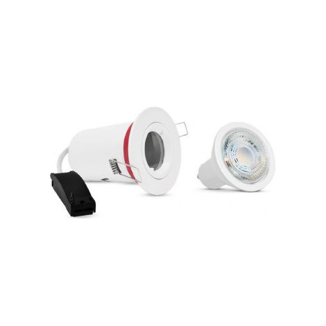 Pack support spot fixe BBC rond blanc + ampoule GU10 4000K dimmable - Miidex (1/5)