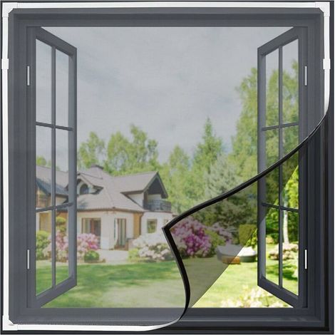 Moustiquaire Fenêtre Magnétique Récoupable 100 x 140cm, Anti-insecte Rideau Moustiquaire Aimantée avec Cadre Ajustable, Filet Moustiquaire Auto-agrippante à Assemblage Facile sans Perçage (1/4)