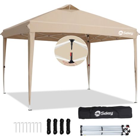 Sekey Faltpavillon 3x3 m Schwarz, One-Touch System, höhenverstellbar 240-260cm, wasserdicht UPF50+ Partyzelt (1/5)
