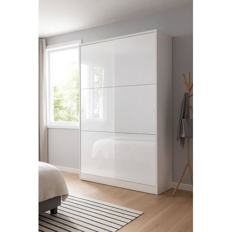 Guardaroba 2 Ante - 3 Ripiani Appendiabiti, Bianco, -, 120x200h cm Cumana