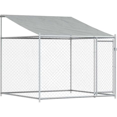 vidaXL Gabbia Cani con Tetto e Porta Grigia 2x2x2 m in Acciaio Zincato