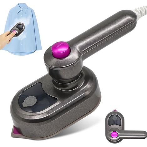 Zusammenklappbares, drehbares Dampfbügeleisen – 50 ml Dampfkapazität – 180° drehbares Handdampfbügeleisen – Ideal für Zuhause und unterwegs – Grau (1/5)