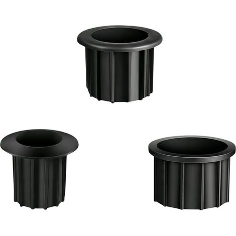 Bardusch - Lot de 3 manchons de trou de parasol avec adaptateurs en PVC de 32/38/48 mm et vis pour insert de table de terrasse, anneau en plastique noir (1/5)