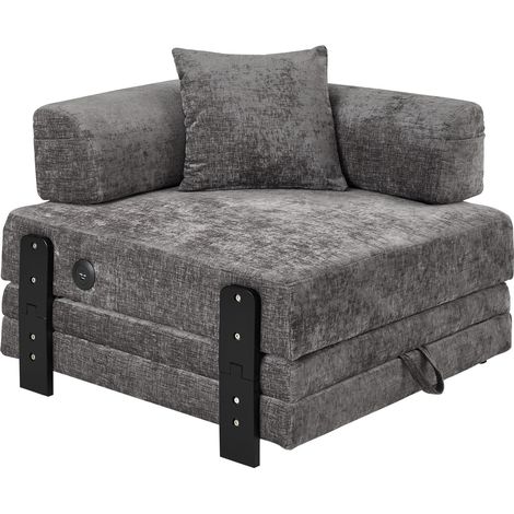 CHICFURN Divano letto 170,5 x 84 x 48 cm in tessuto grigio scuro con USB e vano contenitore (1/5)