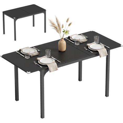 Homcom – Table extensible 120-160 cm – 4 à 6 personnes – MDF et acier – Pour petits espaces – Charge max 150 kg – Montage nécessaire