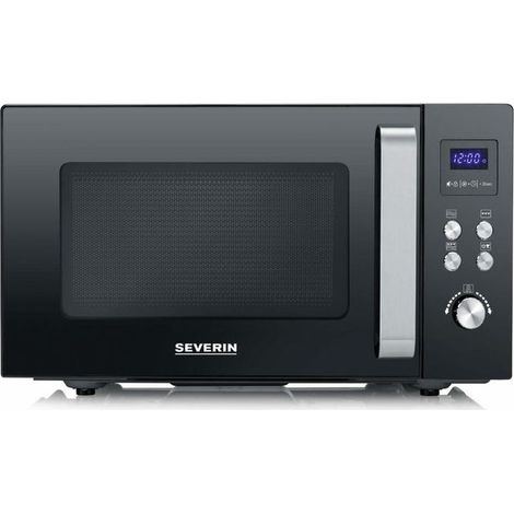 SEVERIN 2-in-1-Mikrowelle, Mikrowelle mit Grill und Glasboden zum Auftauen und Erwärmen, große digitale Mikrowelle für quadratische Gerichte, schwarz/Edelstahl, MW 7763 (1/2)
