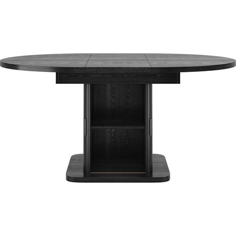 Table à manger 149 cm rangement portes coulissantes plateau amovible table extensible finitions noyer et noir (1/5)