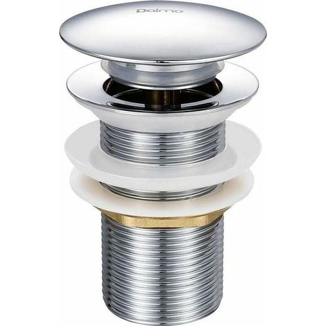 Bonde de Lavabo Popup sans TropPlein en Laiton Chromé G 11/4, Équipée d'un Système d'Ouverture et de Fermeture Facile à BoutonPoussoir. (1/4)