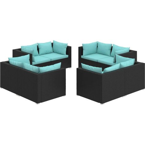 Maison Exclusive - Set Salotto da Giardino 8 pz con Cuscini in Polyrattan Nero (1/5)