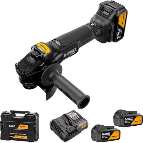 Dewalt – Meuleuse d'angle sans fil 125mm 18V – 2 batteries 5Ah – Moteur Brushless – Frein électronique et embrayage de sécurité