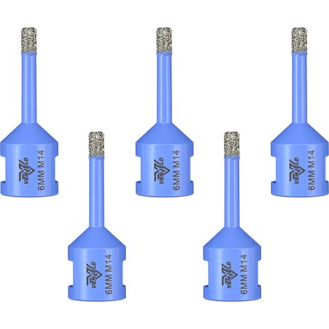 Foret Diamant Carrelage 5Pcs 6mm Scie Cloche avec Filetage M14 Perçage à Sec pour Céramique Porcelaine Carrelage Granit Marbre Pierre (1/5)