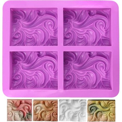 Moule à savon, QttvbTna, Silicone, Violet, 16,8 x 16,8 cm (1/5)
