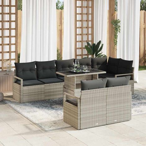 Conjunto de sofá de jardín 9 uds. 8-Número de plazas Gris Claro vidaXL (1/5)