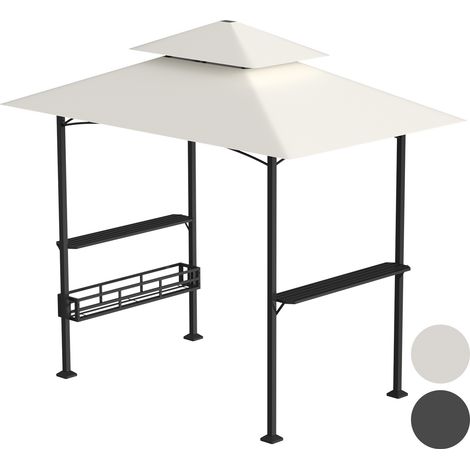 Jiubiaz BBQ-Pavillon, Grillpavillon, Gartenpavillon, Garden Barbeque Markise 238 x 148 x 250 cm Beige