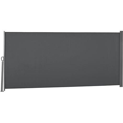 Store latéral brise-vue paravent rétractable 3 x 1,6 m métal polyester imperméable anti-UV haute densité 180 g/m² gris