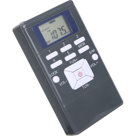 QQT102 Professioneller Mini-Stereo-FM-Empfänger mit LCD-Bildschirm und Kopfhörern, Dunkelgrau