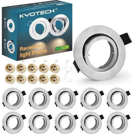 lot de 6 cadres pour spots à encastrer orientables Aluminium brossé,livré avec douilles GU10,Cadre de Montage encastré Pour lampes halogènes GU10 MR16 led module (1/5)