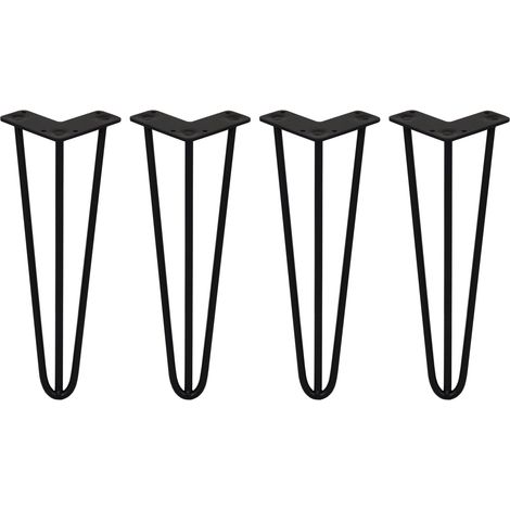 4 Gambe per Tavolo a Forcina SkiSki Legs 35,5cm Acciaio Nero 3 Rebbi 10mm (1/5)