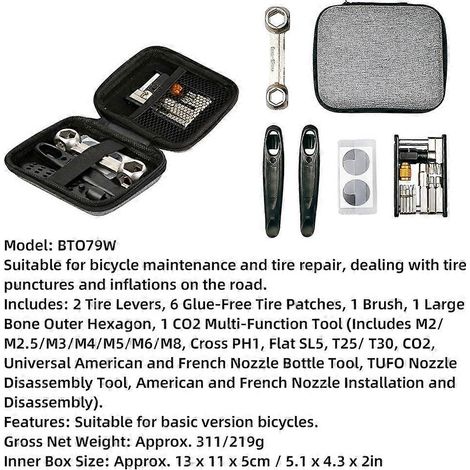 Kit d'outils de réparation pour vélos, outil multifonction portable pour l'entretien de base des vélos et VTT