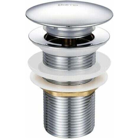 AGE Bonde de lavabo pop-up sans trop-plein –Laiton chromé –Mécanisme bouton poussoir –Diamètre 66mm –Hauteur 78mm –Raccord G 1-1/4 (1/5)