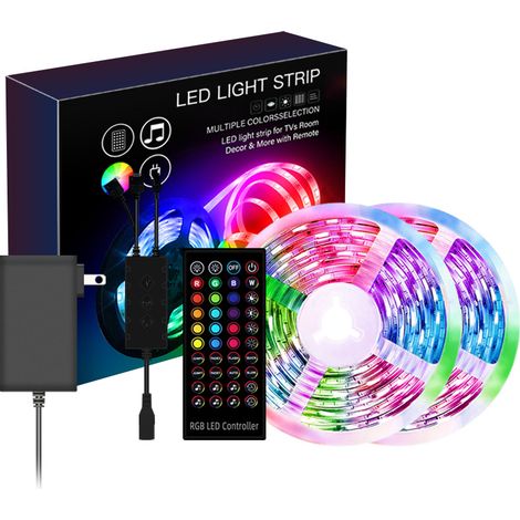 Barre lumineuse à couleurs changeantes pour chambre à coucher avec télécommande à 44 boutons, 1 rouleau de 32.8ft.