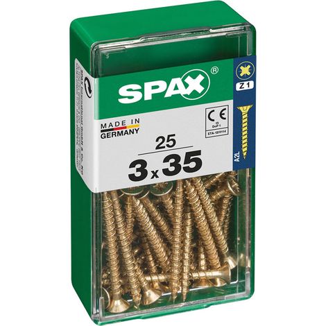 Boîte 25 Unités. Vis A Bois Spax Cab. Plat Yellox 3.0x35mm Spax (1/2)
