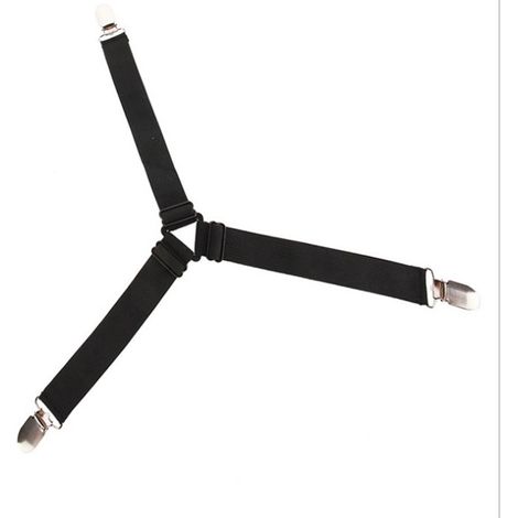 Clip anti-dérapant réglable pour drap et rideau - Métal noir réutilisable avec sangle, lot de 4 pièces, fixation sécurisée (1/3)