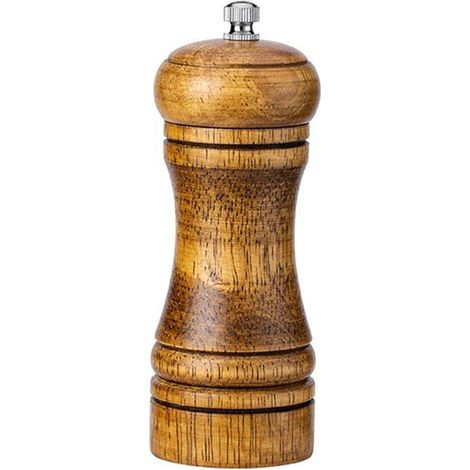 Set mit 2 verstellbaren und wiederverwendbaren Pfeffermühlen aus Naturholz für den Küchengebrauch – 5-Zoll-Größe (1/4)