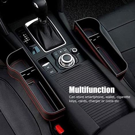 Organisateur de siège de voiture - ZERODIS - HB007 - Multifonctionnel - Plastique ABS - Cuir PU Noir (1/4)