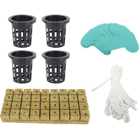 Ensemble de 72 Cubes de laine de roche de 1 pouce avec 2 Pots en filet pour système de culture hydroponique, Kit de tasses en maille à bonne Absorption d'eau pour la maison (1/5)