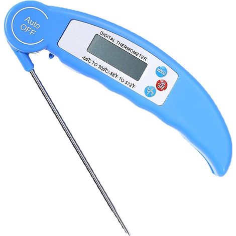 blaues Küchenthermometer, 3-Sekunden-Sofortmessthermometer, Fleischthermometer, mit hintergrundbeleuchtetem LCD-Display, faltbarer Sonde zum Kochen, Via (1/5)