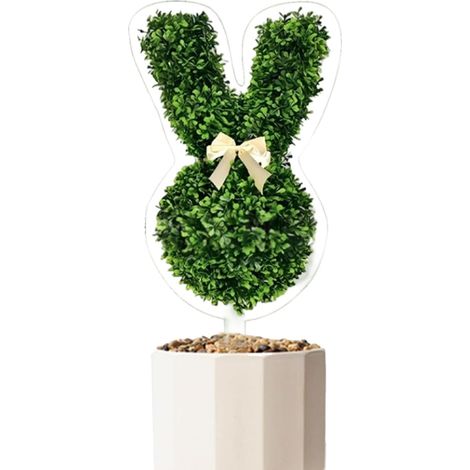 Topiaire Lapin - Décor de Printemps en Acrylique 2D Vert Artificiel - Panneaux de Jardin en Forme de Lapin Printanier,pour Jardin Arrière-Cour Cour Intérieur Chambre Entrée Fête (1/5)